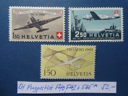 CH Flugpostlot F40, F42 und F45 * ungestempelt