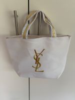 Tote bag YSL Yves saint Laurent toile blanche logo doré