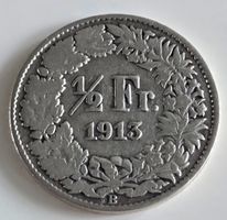 Schweiz 1/2 Franken 1913 Münze guter Zustand