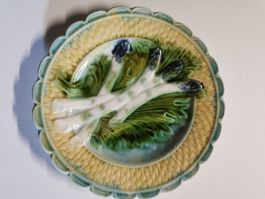 Assiette décorative asperges céramique vintage 22 cm