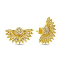 Ohrstecker Fächer Blume 925 Silber Statement gold Sonne