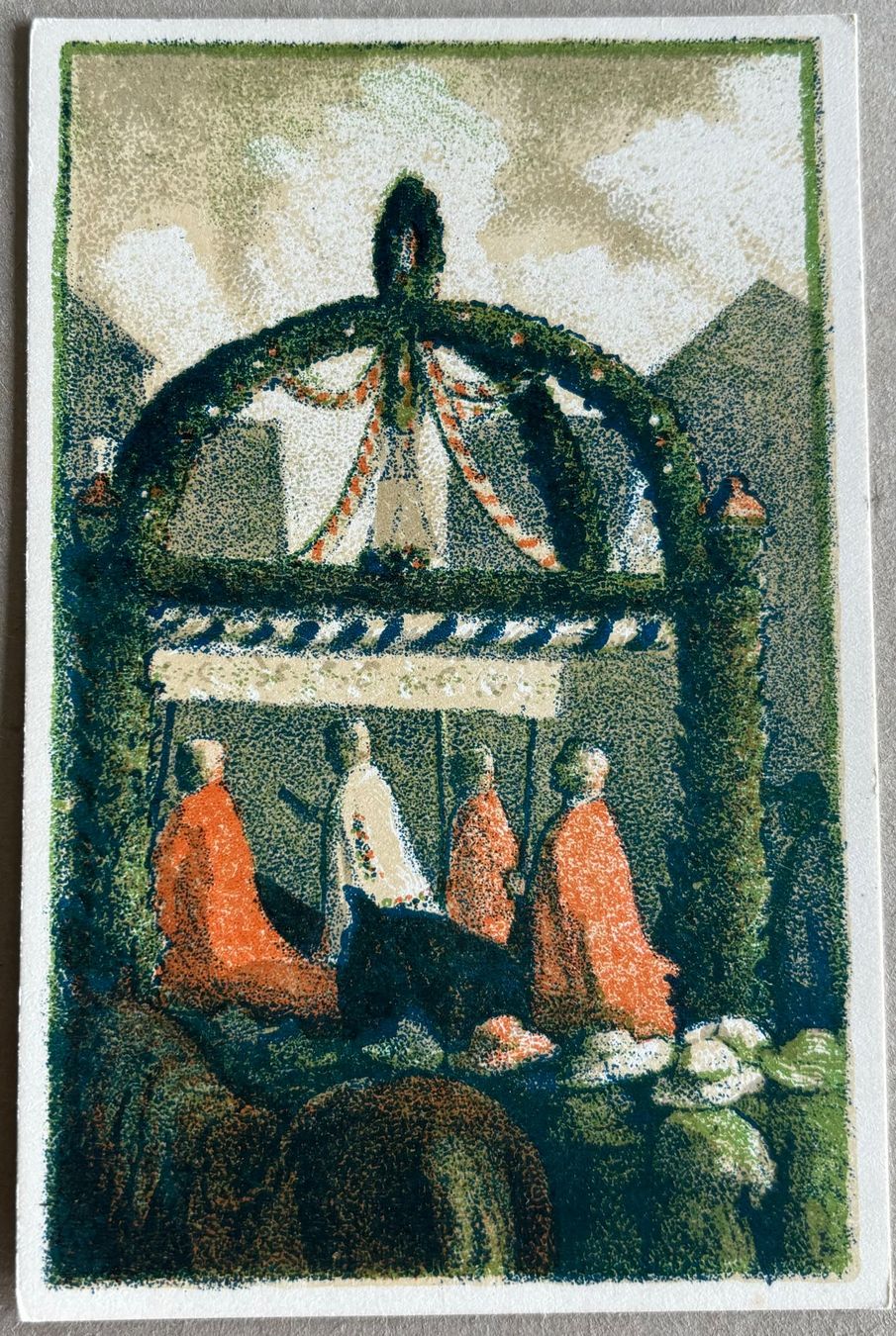 Ansichtskarten: Münster LU, Prozession, Litho – Gebraucht aus Frauenfeld von Merk52