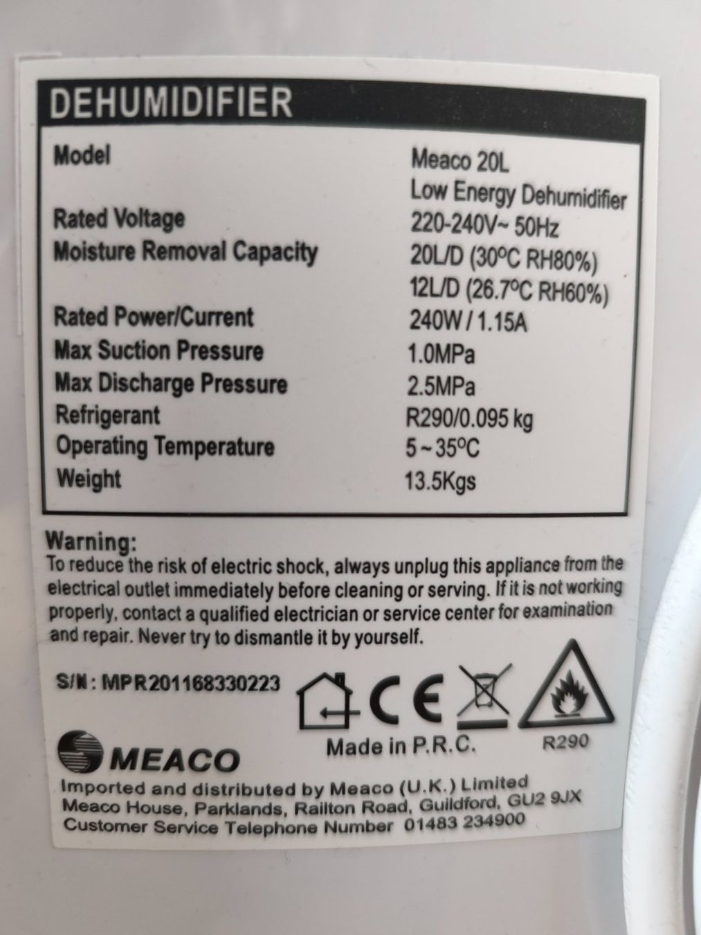 Deumidificatori: Raumluftenfeuchter Meaco 20L Low Energy – Usato da Suhr venduto da Alan75 4