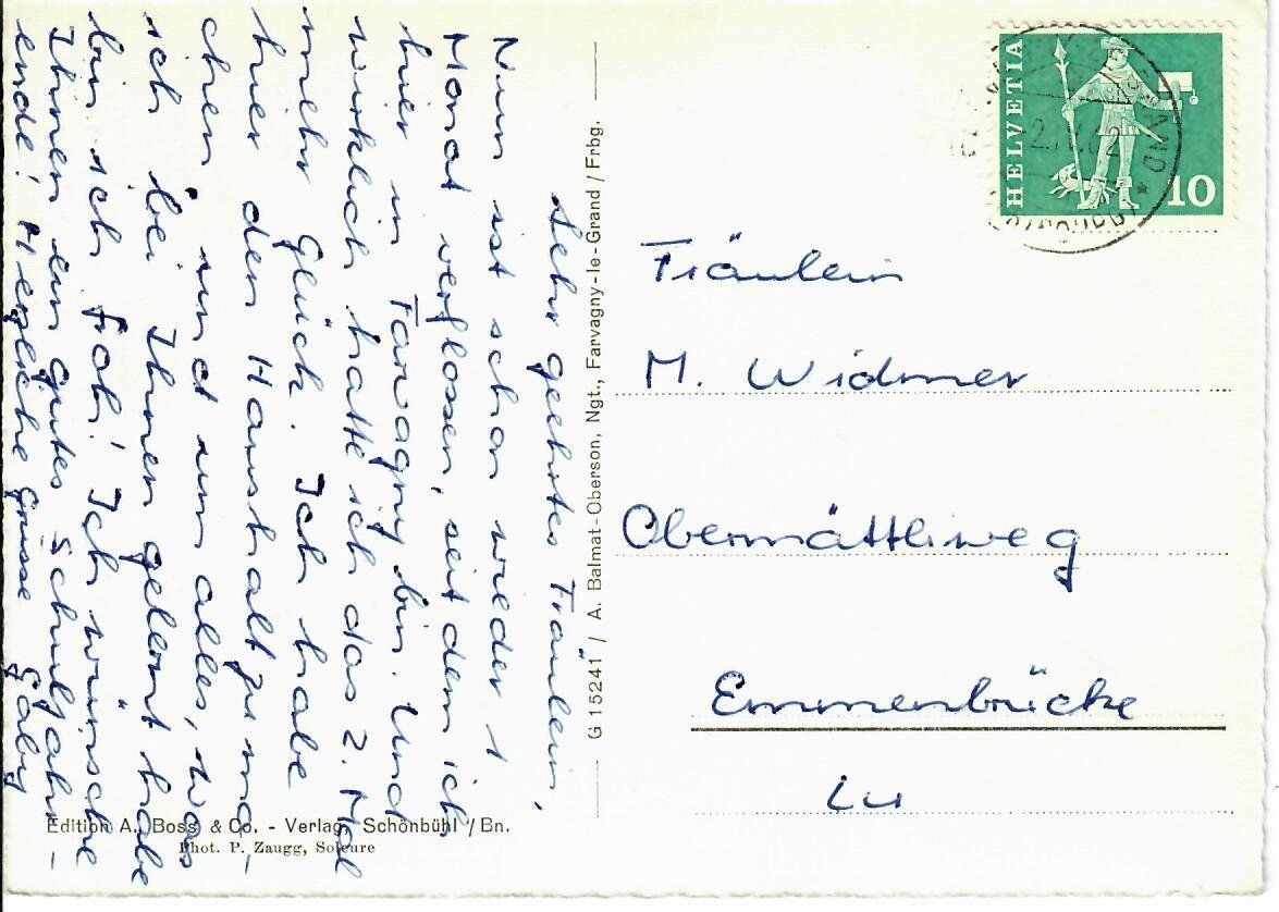 Cartoline postali: Farvagny le Grand – Usato da Hochdorf venduto da Ziegel-16 1