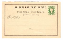 HELIGOLAND - 1876 - Post-Card Answer - Post-Karte Antwort