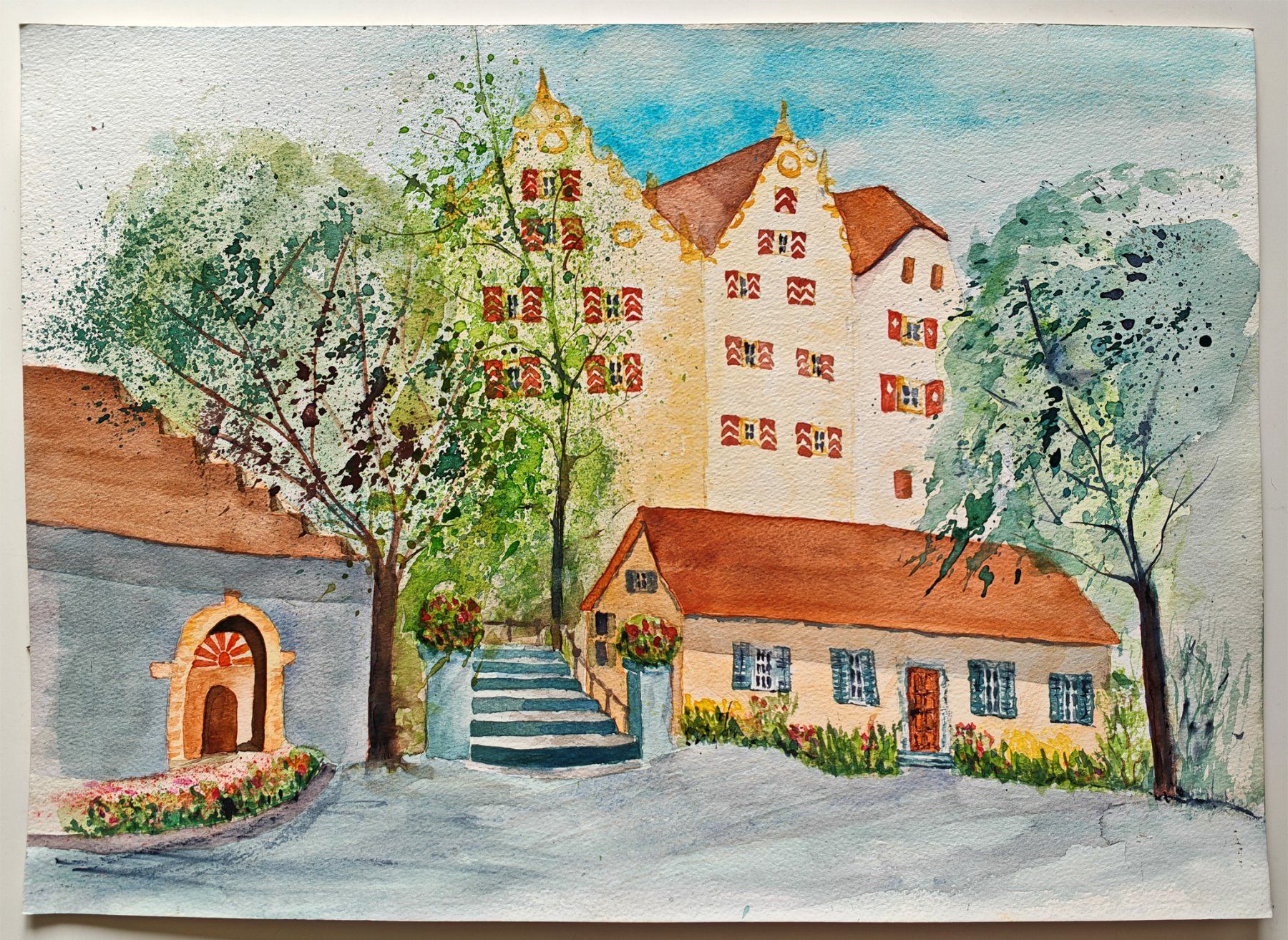 Dipinti: Schloss Wildegg, grosses Aquarell, 2004 – Usato da Zuerich venduto da Antiquarium 3