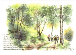 AK  Zitat von J. G. Seume mit Aquarell 4 Jakobspilger