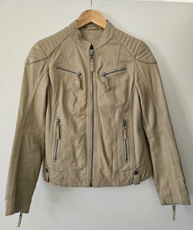 Lederjacke, 100% Lamm-Nappaleder, Damen, 38, beige