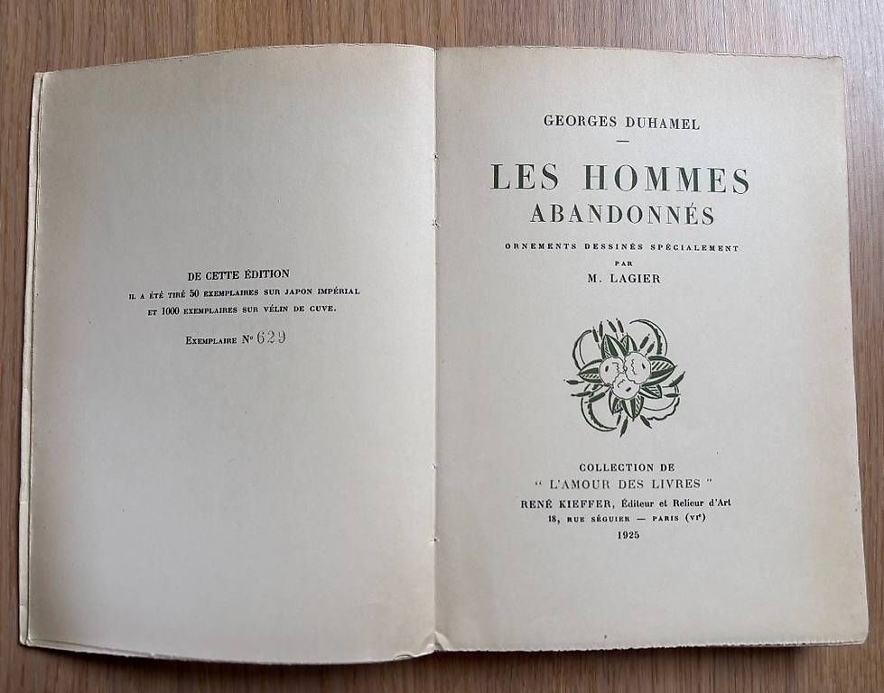 Libri: Les hommes abandonnés Duhamel Georges  – Usato da St-Blaise venduto da Poussinnette01 1