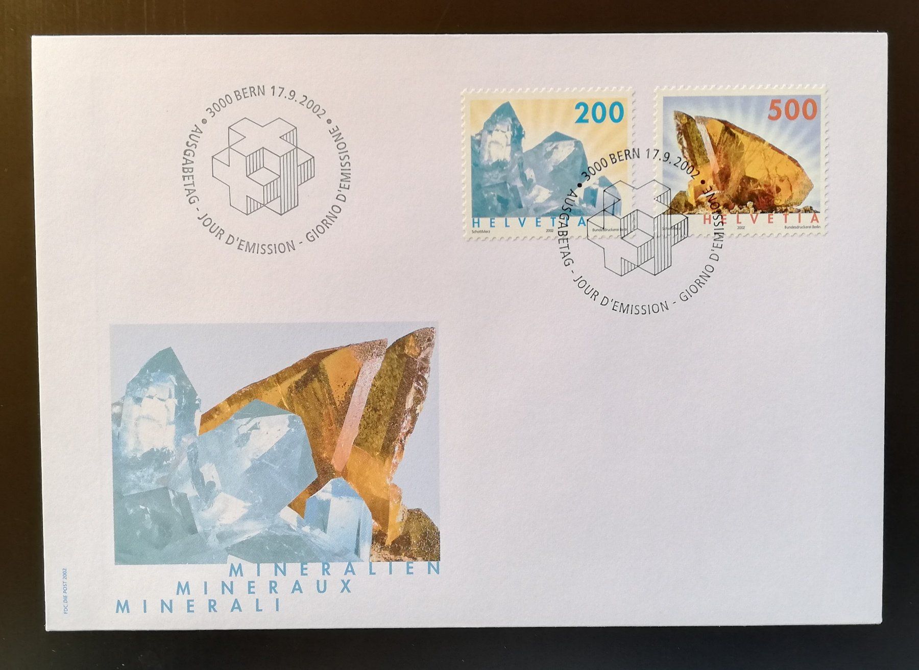 Tutti i francobolli: Schweiz FDC Freimarken Mineralien 2002 – Usato da Gümligen venduto da Fairseriver