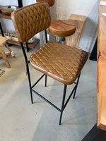 Barhocker Gastro Vintage Leder Cognac Metall schwarz