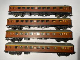 LIMA 4x Personenwagen SJ braun 1. Kl. DC Achsen