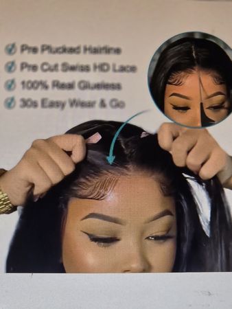 Perruque Lace Wig real Glueless Wig, taille 16" 100%humain