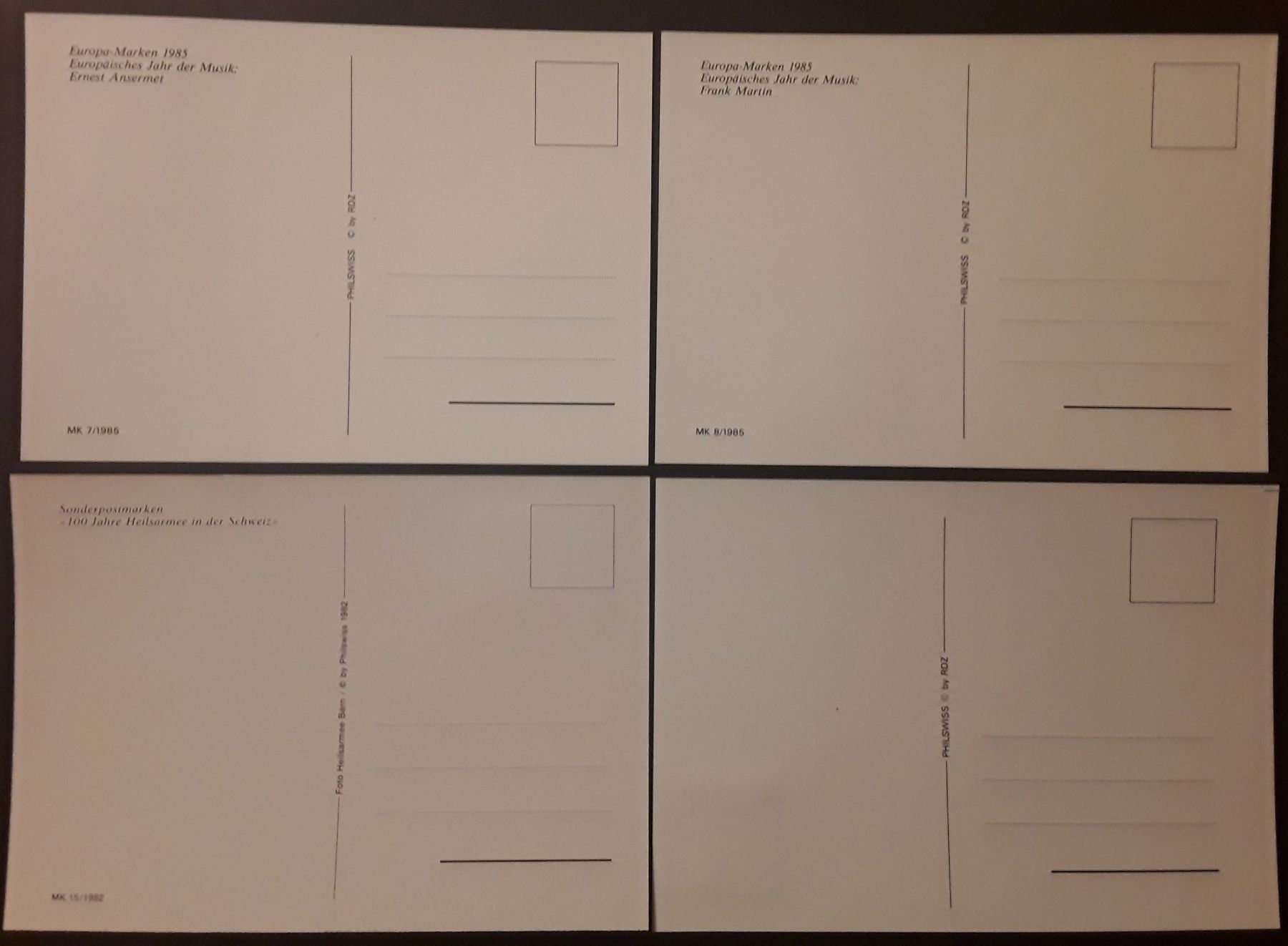 Cartoline postali: 1982-85: Motiv Musik 4 Maximum-Karten – Usato da Walperswil venduto da Tcheidi 2