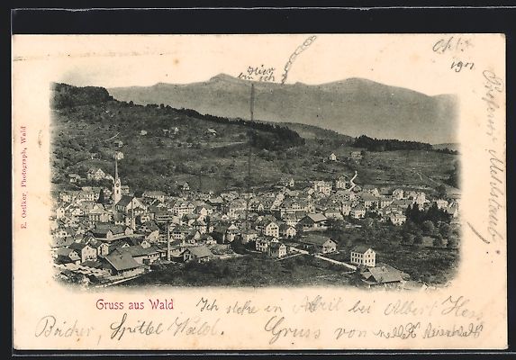 Cartoline postali: AK Wald, Teilansicht mit Kirche, 1901 – Usato da Berlin venduto da bartko-reher