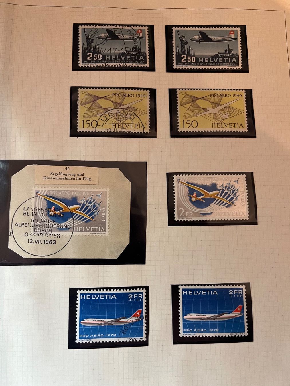 Tutti i francobolli: Briefmarken Flugpostmarken Schweiz 1932 - 1972 – Usato da Rebstein venduto da Soapyy13 3