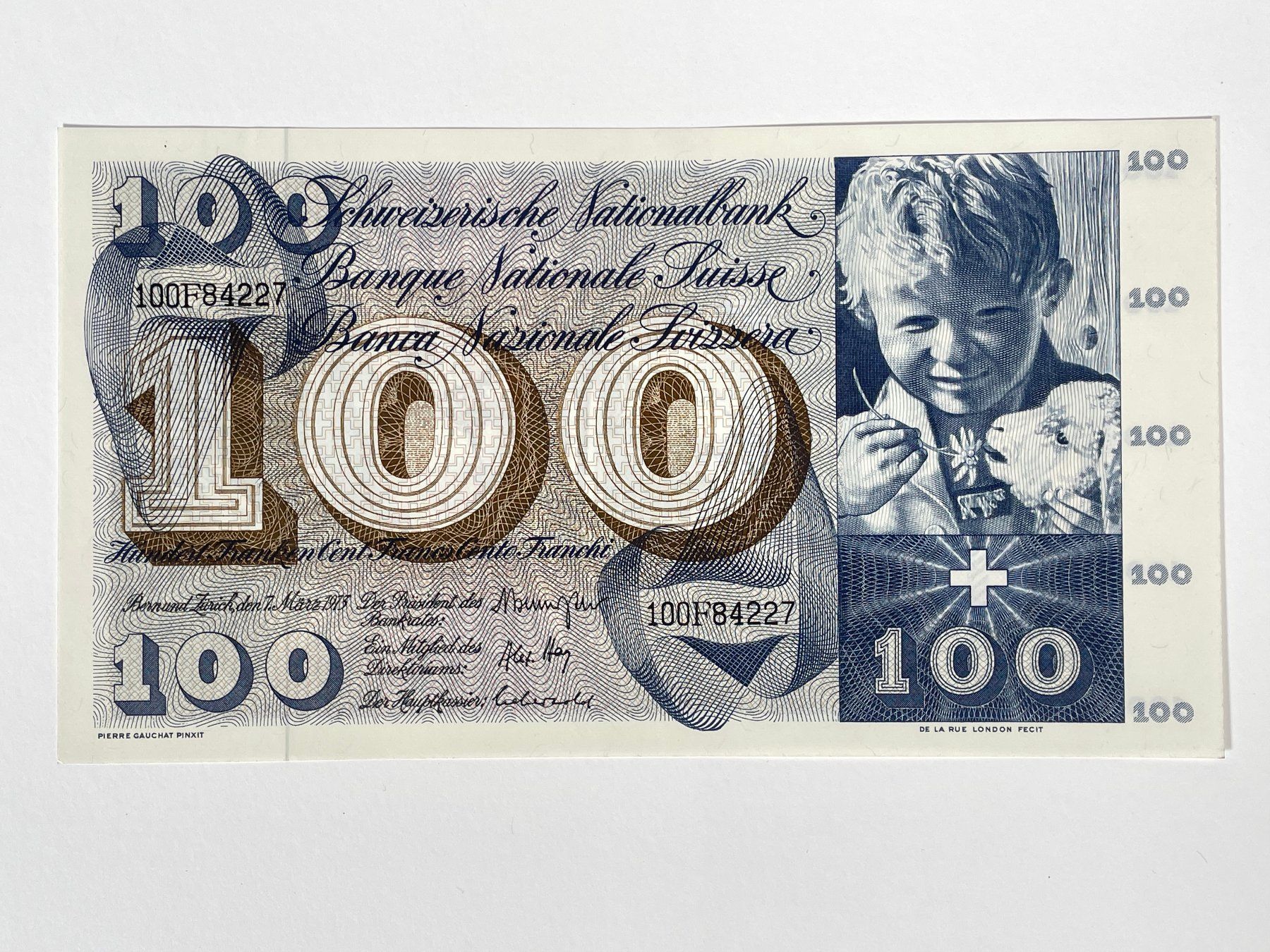 Banknoten: 100er Note Schweiz - 1972 – Gebraucht aus Zürich von Hedwig-steig 1