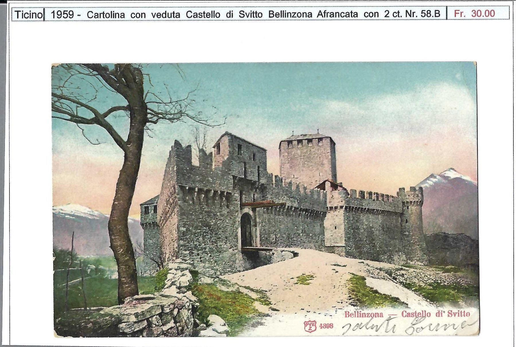 Cartoline postali: BELLINZONA, CASTELLO SVITTO, 1904 – Usato da Pura venduto da ulisse1957