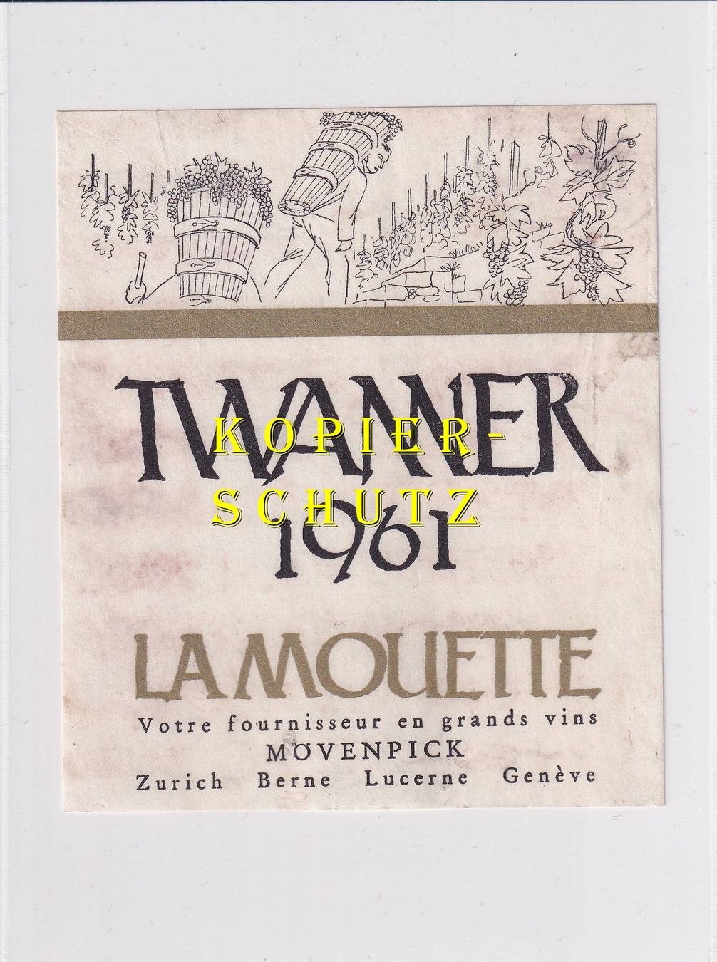 Carta: Etikette - Twanner "La Mouette" 1961 /bd – Usato da Hombrechtikon venduto da Rudolf07