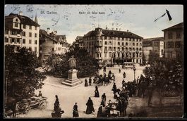 AK St. Gallen, Markt mit Hôtel Hecht
