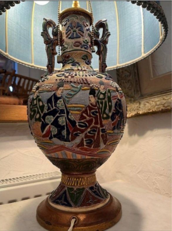 Lampade: Japanische Satsuma- Keramik Lampe – Usato da Siblingen venduto da rantiques 5