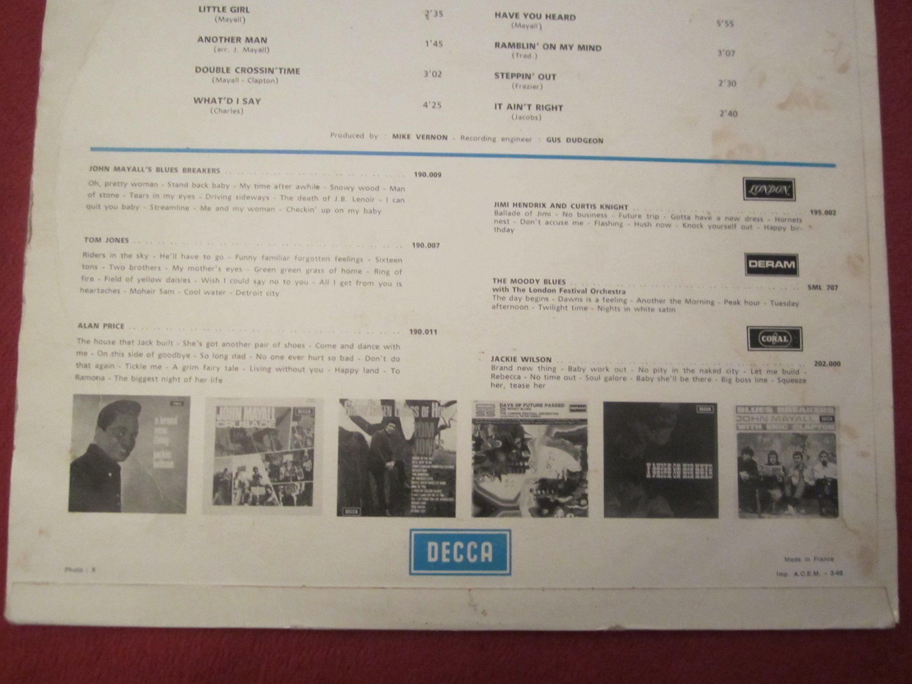 Dischi in vinile: John Mayall Bluesbreakers LP with Eric Clapton(DECCA 1966) – Usato da Volketswil venduto da nemo2000 2