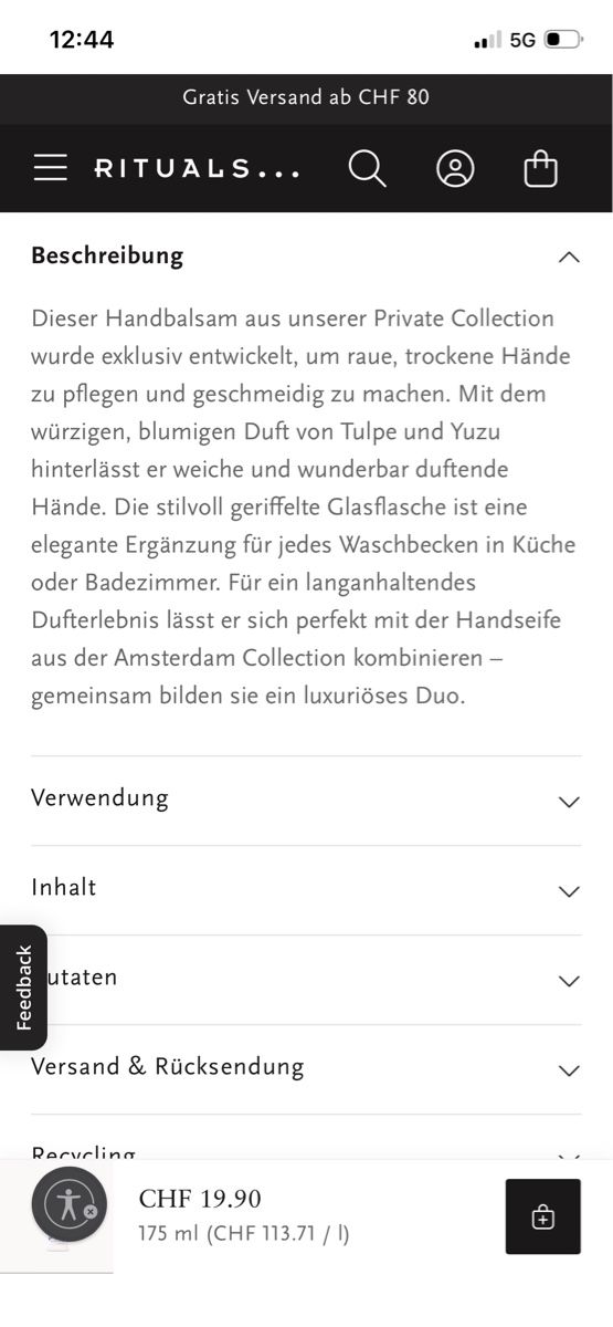 Rituals Idratazione: Rituals Hand Balm originalverpackt  – Nuovo e nell'imballaggio originale da Rüti ZH venduto da Tal_ga6N 5