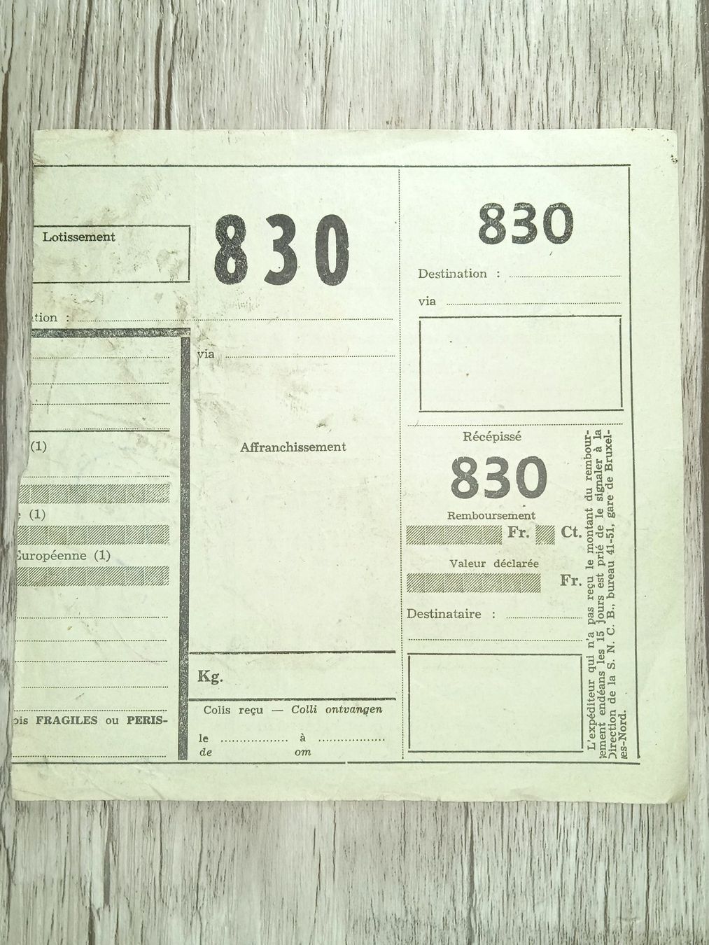 Tous les timbres: TR97 Document Expedition + Timbre Belgique 1951 – D'occasion à Cousset par Patrick_Collections 1