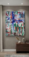 Gemälde Abstrakt rot blau grün handmade 60×80