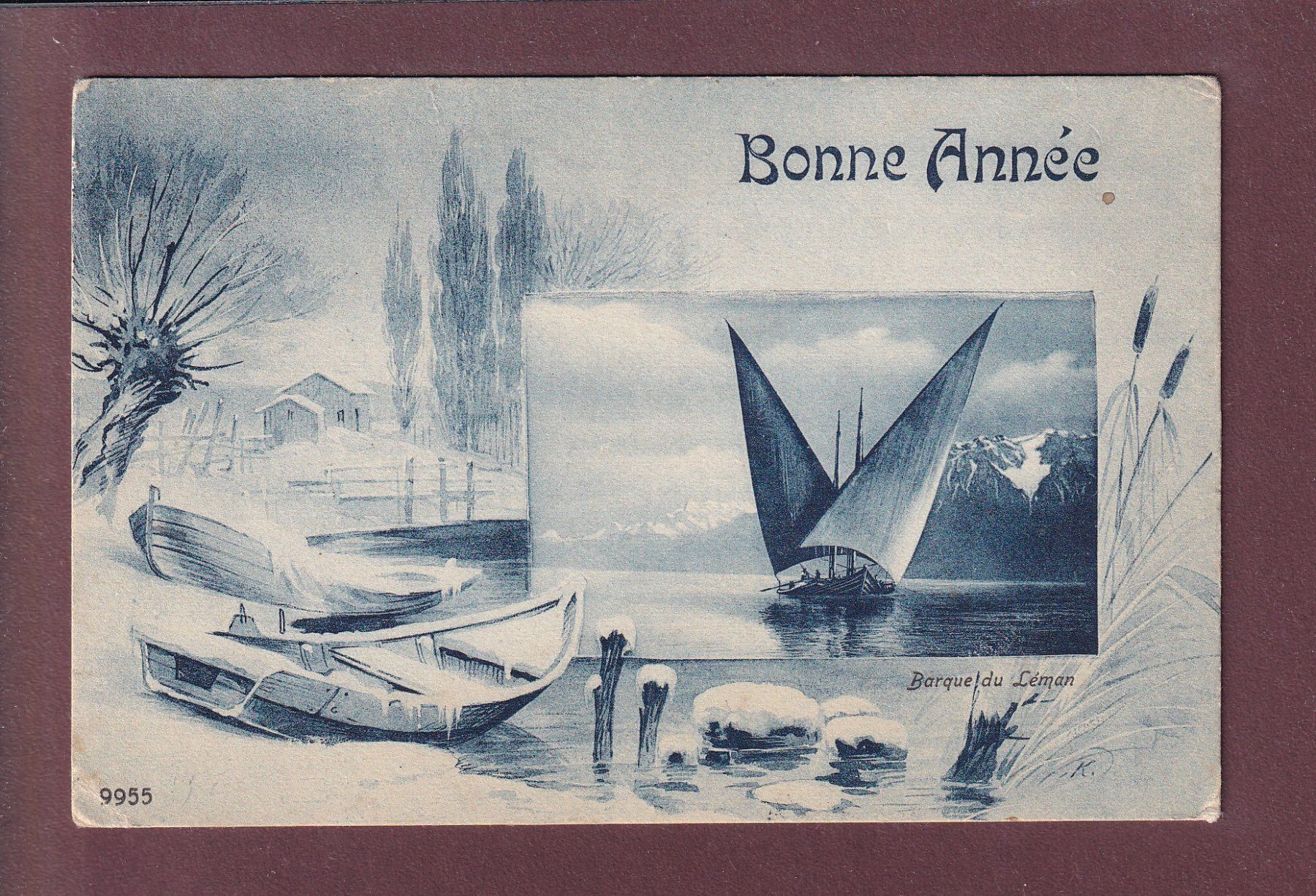 Cartoline postali: BARQUE du LEMAN - Bonne année - 1907 – Usato da Pully venduto da nicecards