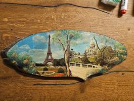 Paris Souvenir-Holzbild, Eiffelturm und Sacré-Cœur(J1)