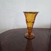 Antiker Glas-Vase Bernstein Goldfarben, Jugendstil
