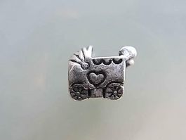 Metallperle Kinderwagen mit grossem Loch