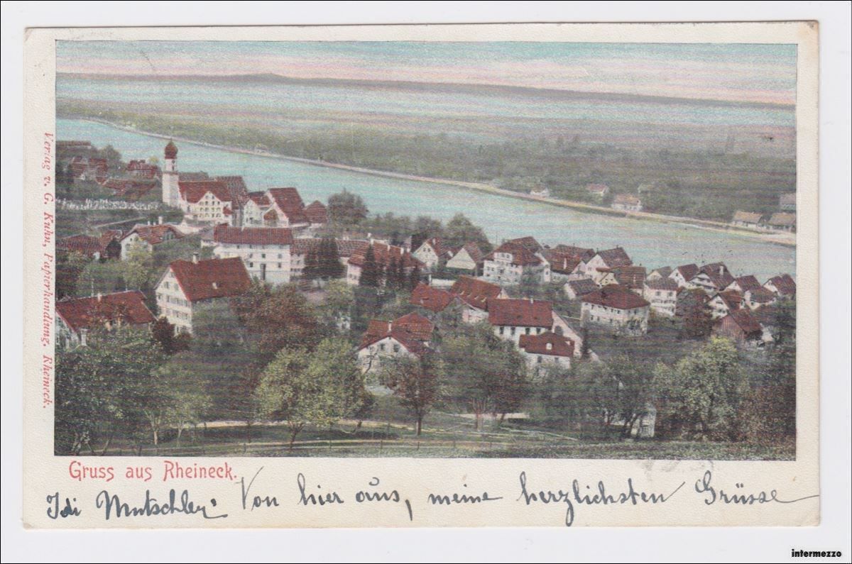 Cartoline postali: Rheineck // Gruss 1902 Litho – Antico da Basel venduto da intermezzo12