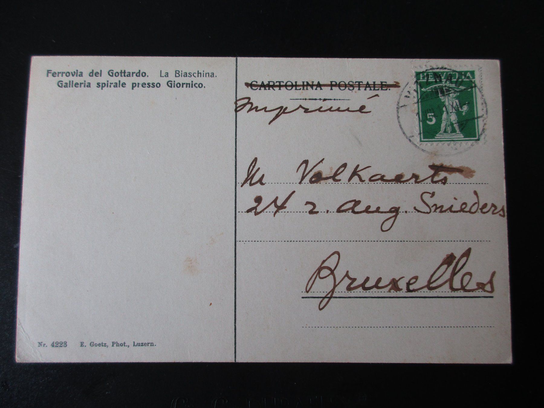 Cartoline postali: FERROVIA del Gottardo / Gel. 1911 / Ansichtskarte – Usato da Eschenbach LU venduto da Jack1711 1