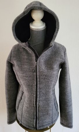 Fleecejacke S grau mit Kapuze gefüttert