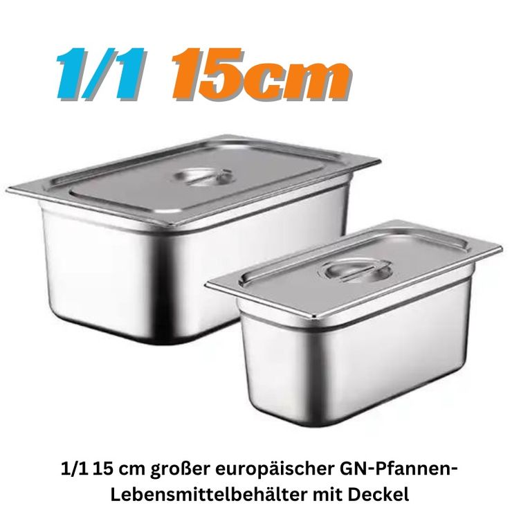 Piashop Edelstahl Behälter Set 3-teilig - Gastro GN Behälter Mit Deckel