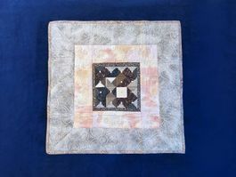 Patchwork Quilt "Silberzart" Unikat 68 x 66 cm