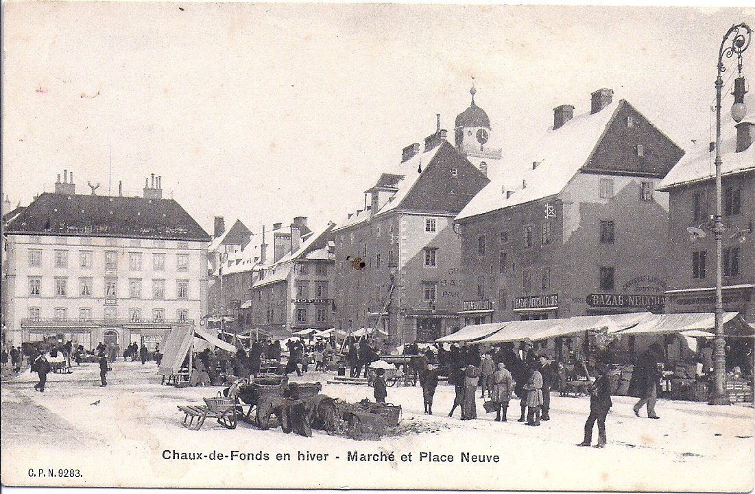 Ansichtskarten: CHAUX-de-FONDS, place du marché – Gebraucht aus Les Verrières von Scampi0