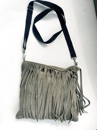 TASCHE BAG ECHT LEDER LEDERTASCHE OLIV MIT FRANSELN STROOM