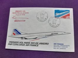 Erstflugbrief CONCORDE PARIS -RIO am 21.1.1976