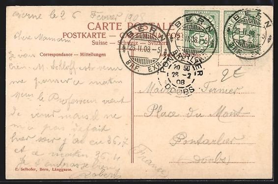 Cartoline postali: AK Bern, Rathaus, 1908 – Usato da Berlin venduto da bartko-reher 1