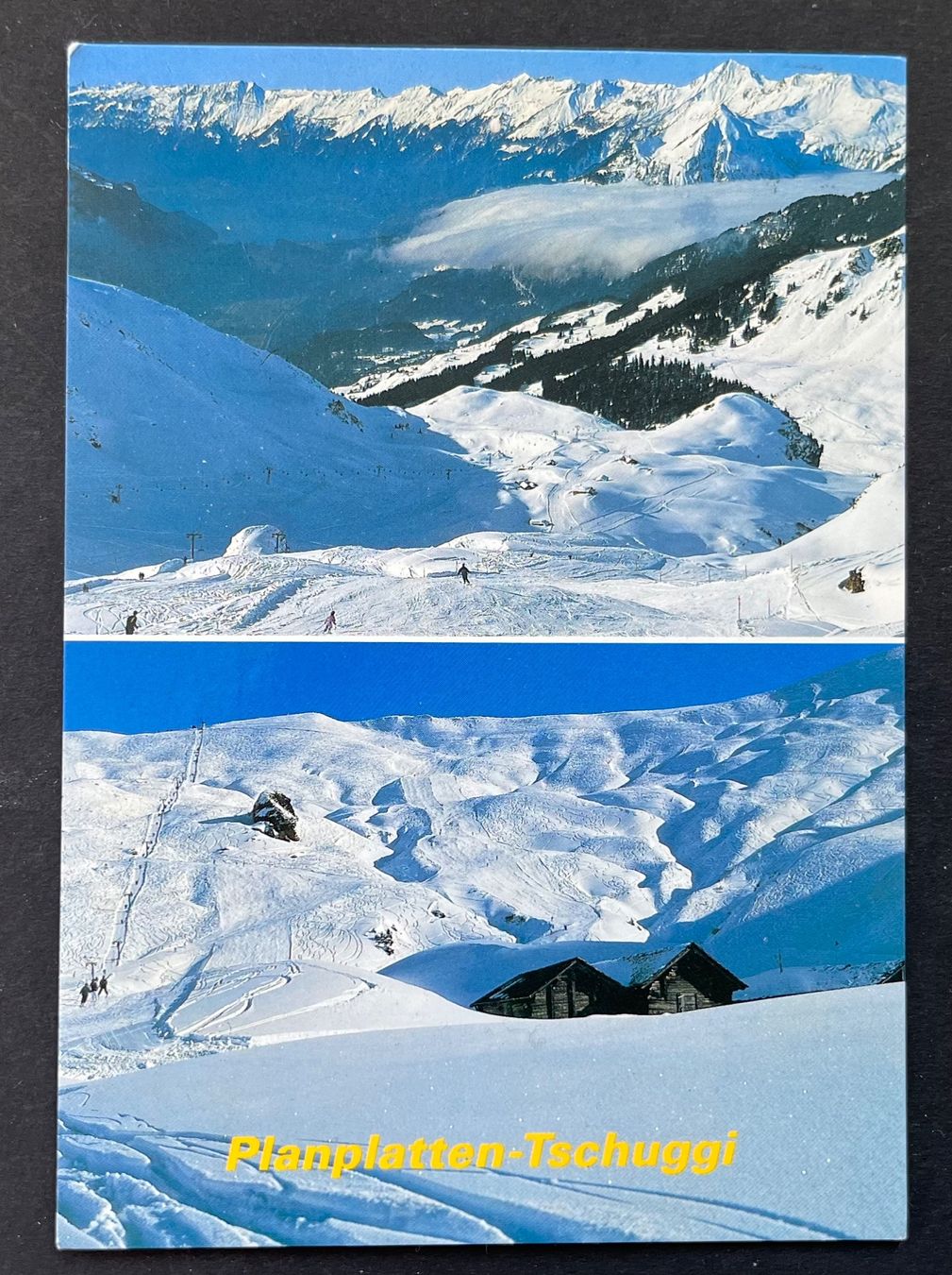 Cartoline postali: Planplatten-Tschuggi, 2 Ansicht Skigebiet – Usato da Wabern venduto da DaxKarten-75