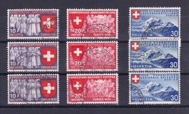 1939, Nr. 219-227, 3 gest. Serien Landi Zürich, SBK 45.-