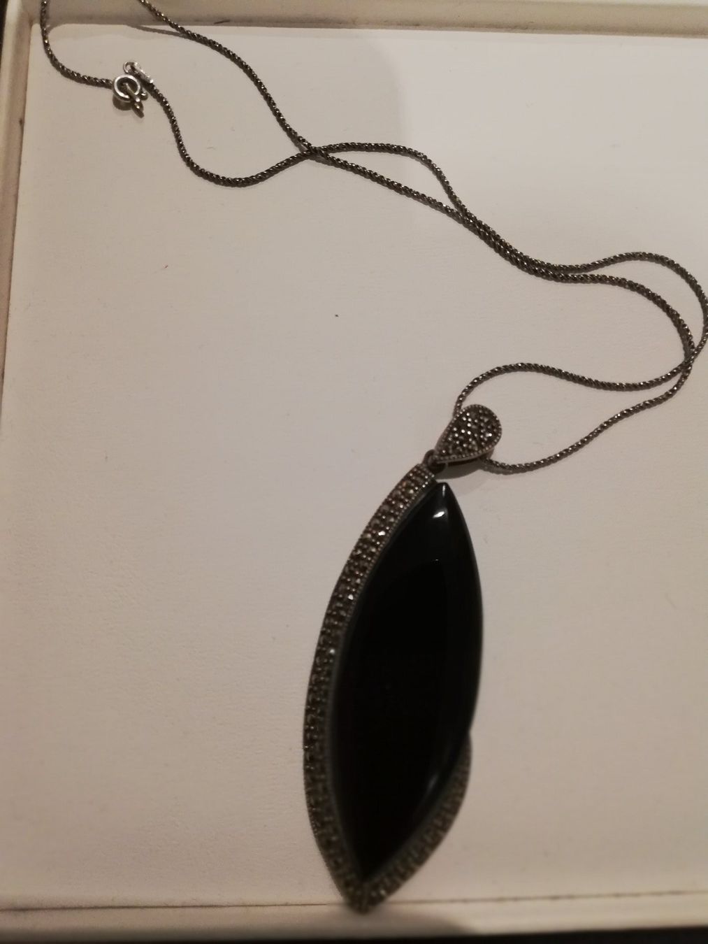 Catenine: HALSKETTE - MARKASIT SILBER 925, ONIX – Nuovo (secondo la descrizione) da Steinhausen venduto da ellako 1