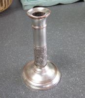 Antiker Kerzenhalter Kupfer mit Reliefsäule versilbert