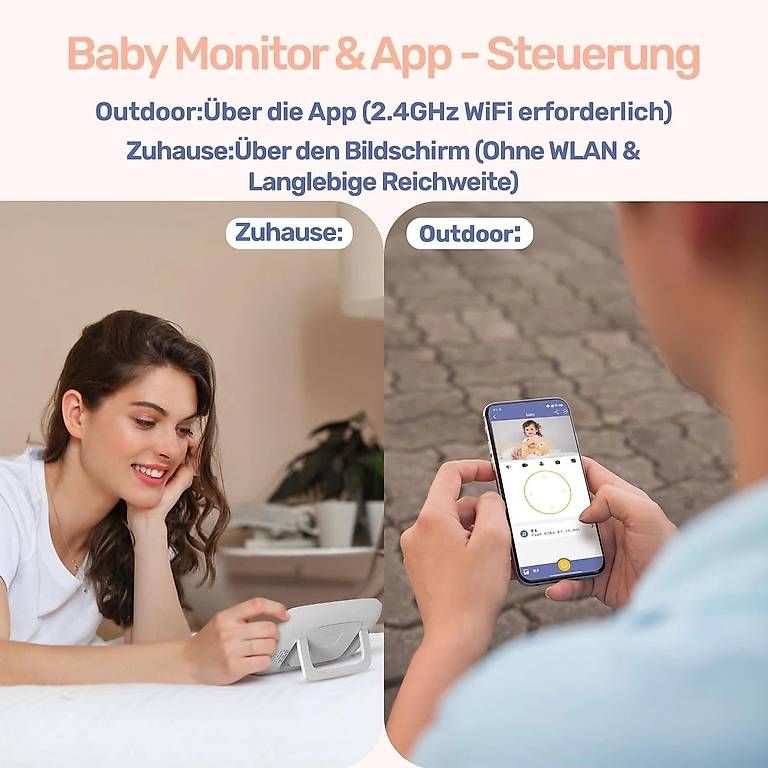 Babyphone: jeeber Babyphone mit 2 Kamera 2K mit 4" Farbdisplay 500m – Nuovo (secondo la descrizione) da Kreuzlingen venduto da Best-Deal-Oase 4