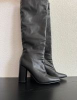 Stiefel Damen Schwarz Lederoptik Blockabsatz