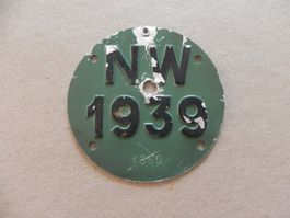 Velonummer Rad Velo Nummer NW 39 Nidwalden 1939 Geschenk