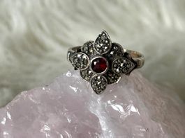 Vintage Silberring 925 mit rotem Stein